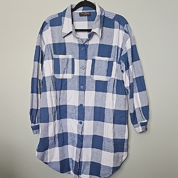 Lane Bryant Preppy button front long sleeve shacket duster 14/16 oversized - Picture 2 of 10